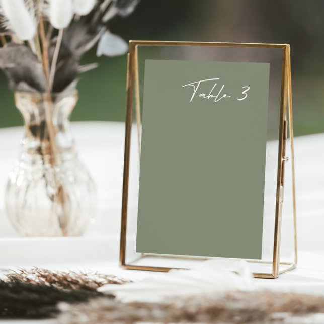 Tarjeta De Mesa Número de tabla de Boda moderno verde oscuro simpl (Subido por el creador)