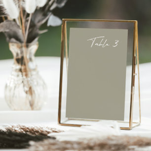 Tarjeta De Mesa Número de tabla de Boda moderno verde simple
