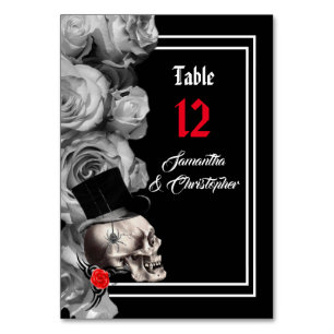 Tarjeta De Mesa Número de tabla de boda negro gótico, biker o rock
