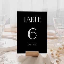 Tarjeta De Mesa Número de tabla de Boda negro retro sólido moderno