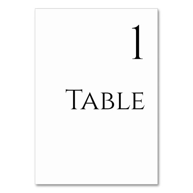 Tarjeta De Mesa Número de tabla de boda: negro y blanco (Anverso)