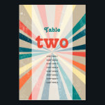 Tarjeta De Mesa Número de tabla de Boda retro de explosión solar c<br><div class="desc">Un bonito diseño de arcoíris retro inspirado en los años 70. Un minimalista aspecto vintage boda número de tabla con patrones de groovía y paleta de color retro para todo aquel que ame los patrones de rayas, la paleta de colores retro diseños con problemas, etc. También hay disponibles invitaciones de...</div>