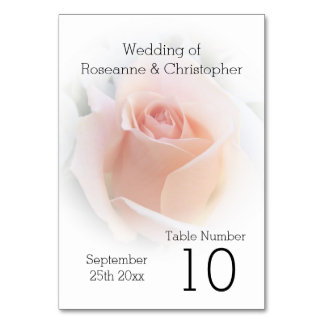 Tarjeta De Mesa Número de tabla de boda Rosa Rosebud