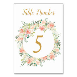 Tarjeta De Mesa Número de tabla de boda | Rosas de Rubor