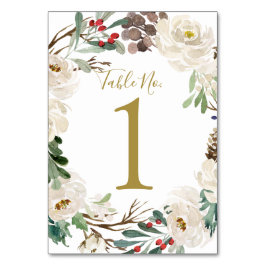 Tarjeta De Mesa Número de tabla de boda | Wreath de feriado de mad