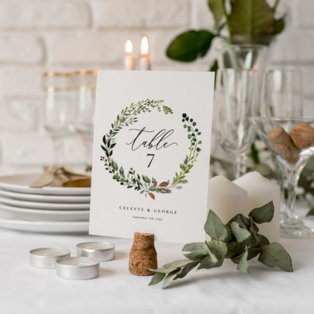 Tarjeta De Mesa Número de tabla de bodas botánica elegante de la c (Subido por el creador)
