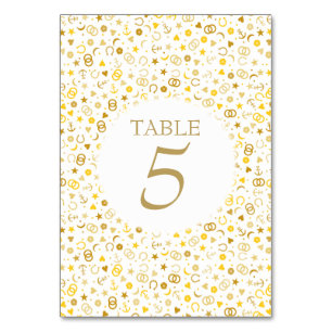 Tarjeta De Mesa Número de tabla de Bodas de Confetti de oro
