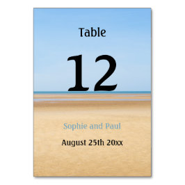Tarjeta De Mesa Número de tabla de bodas de destino de playa