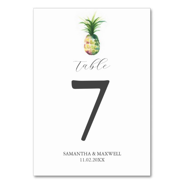 Tarjeta De Mesa Número de tabla de bodas de destino tropical (Anverso)