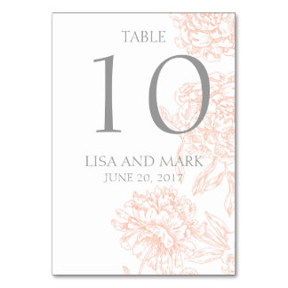 Tarjeta De Mesa Número de tabla de bodas de la vena de la flor de