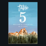 Tarjeta De Mesa Número de tabla de Bodas de montaña rusa<br><div class="desc">Número de mesa rústico boda con ilustracion de una montaña roja con bosque de pinos. Perfecto para una boda de otoño o invierno.</div>