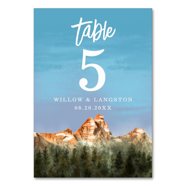 Tarjeta De Mesa Número de tabla de Bodas de montaña rusa (Anverso)