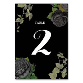 Tarjeta De Mesa Número de tabla de Bodas de Rosas negros de Hallow