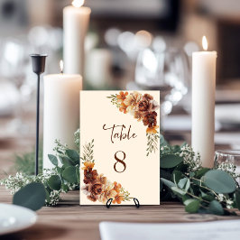 Tarjeta De Mesa Número de tabla de Bodas florales rusos