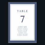 Tarjeta De Mesa Número de tabla de bodas simple y elegante<br><div class="desc">Simple y elegante número de mesa de bodas. Este elegante y minimalista número de tabla de boda de borde presenta un elegante borde doble azul marino con texto y guión azul marino. (Esto es parte de la colección botánica Sage Green & Navy Blue que se puede ver haciendo clic en...</div>
