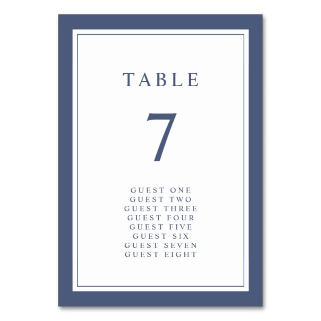 Tarjeta De Mesa Número de tabla de bodas simple y elegante (Anverso)