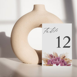 Tarjeta De Mesa Número de tabla de boho morado floral