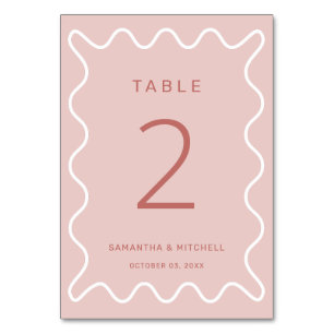 Tarjeta De Mesa Número de tabla de borde de onda rosa