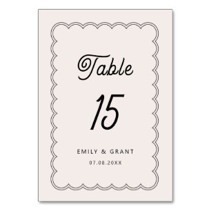 Tarjeta De Mesa Número de tabla de borde minimalista