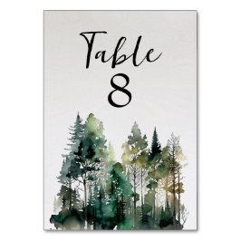 Tarjeta De Mesa Número de tabla de bosque de acuarelas rusas