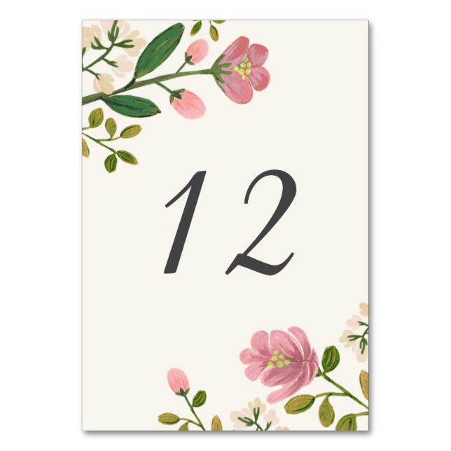 Tarjeta De Mesa Número de tabla de Bouquet de Rubor (Anverso)