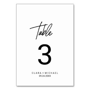 Tarjeta De Mesa Número de tabla de caligrafía caprichosa