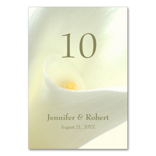 Tarjeta De Mesa Número de tabla de Calla Lily (Anverso)