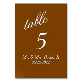 Tarjeta De Mesa Número de tabla de chocolate