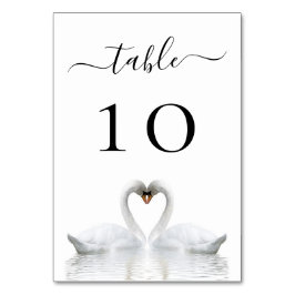 Tarjeta De Mesa número de tabla de cisnes blancos bodas