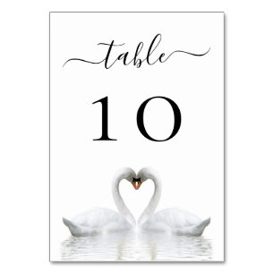 Tarjeta De Mesa número de tabla de cisnes blancos bodas