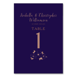 Tarjeta De Mesa Número de tabla de cobre y azul floral moderna bod