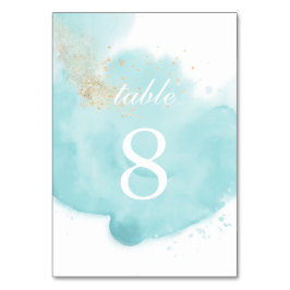 Tarjeta De Mesa Número de tabla de color de agua turquesa