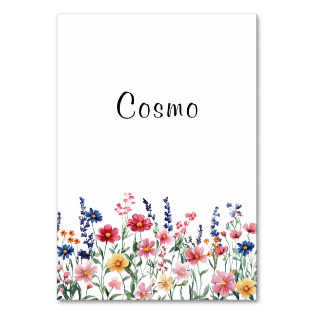 Tarjeta De Mesa Número de tabla de Como de Flor silvestre (Anverso)