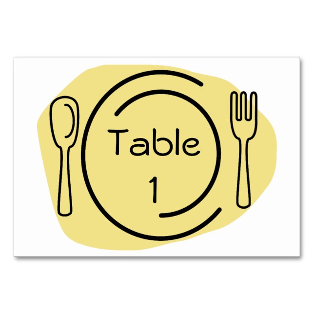 Tarjeta De Mesa Número de tabla de configuración de lugar amarillo (Anverso)