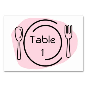 Tarjeta De Mesa Número de tabla de configuración de lugar rosado