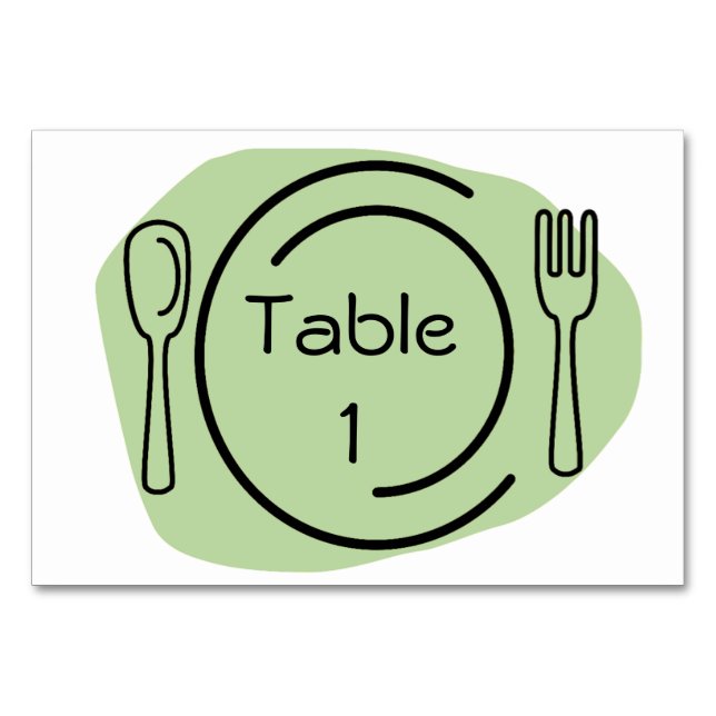 Tarjeta De Mesa Número de tabla de configuración de lugar verde (Anverso)