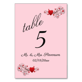 Tarjeta De Mesa Número de tabla de corazón