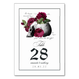 Tarjeta De Mesa Número de tabla de cráneo gótica