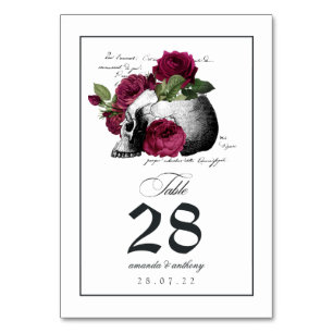 Tarjeta De Mesa Número de tabla de cráneo gótica