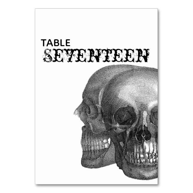 Tarjeta De Mesa Número de tabla de cráneos góticos (Anverso)