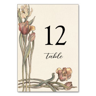 Tarjeta De Mesa Número de tabla de cuadro de tulipano volátil vint