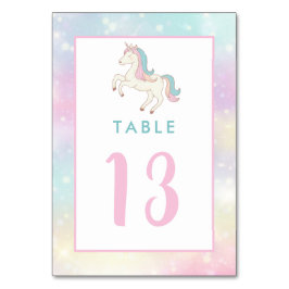 Tarjeta De Mesa Número de tabla de cumpleaños del Chica Rainbow Un