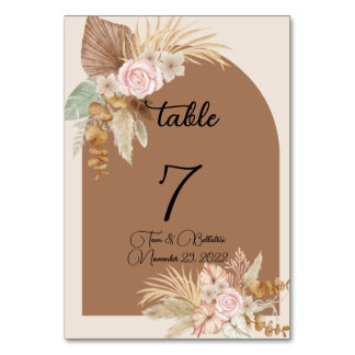 Tarjeta De Mesa Número de tabla de diseño floral bohemio