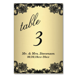 Tarjeta De Mesa Número de tabla de encaje de oro