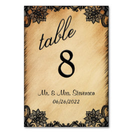 Tarjeta De Mesa Número de tabla de encaje rústico