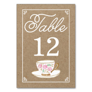 Tarjeta De Mesa Número de tabla de enseñanza rustica moderna
