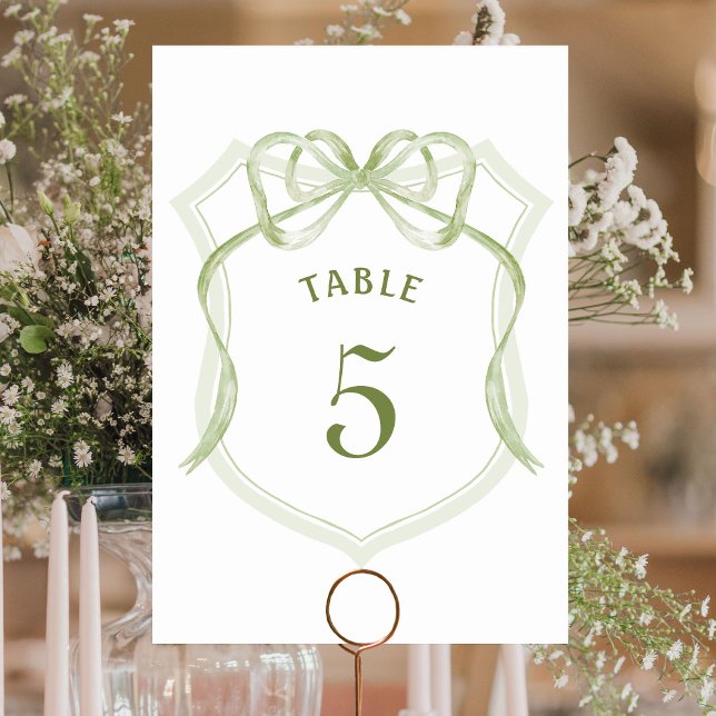 Tarjeta De Mesa Número de tabla de Escudo de Sage Green Bow (Subido por el creador)