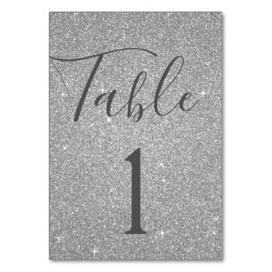 Tarjeta De Mesa Número de tabla de esparkle plateado de lujo