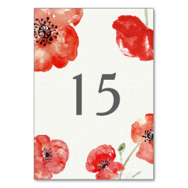 Tarjeta De Mesa número de tabla de floral de los Poppies Rojos bon