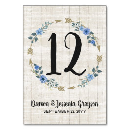 Tarjeta De Mesa Número de tabla de florales y florales en las flor